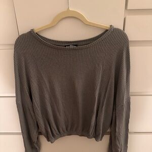 Ribbed Women's Bubble Hem Crop Top